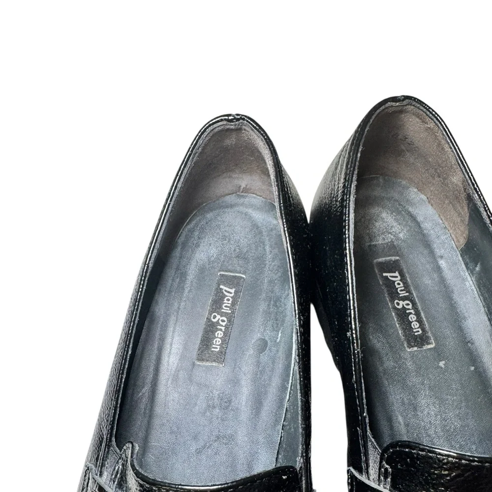 Paul Green Sofia Black Patent Studded Platform Loafers Shoes Size 6.5